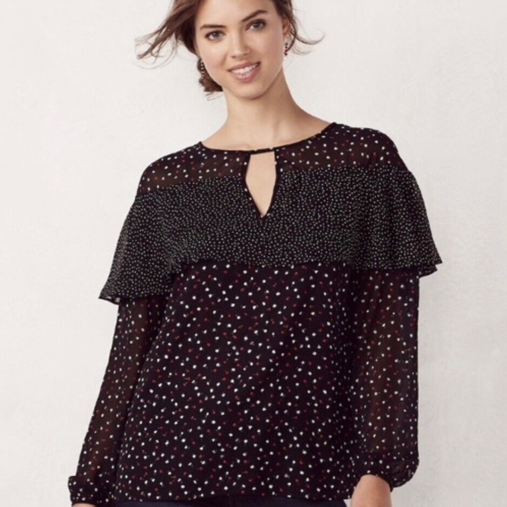 ❤️2/$15 or 3/$21❤️ LC Lauren Conrad Floral Flouncy Pheasant Top, Size Small